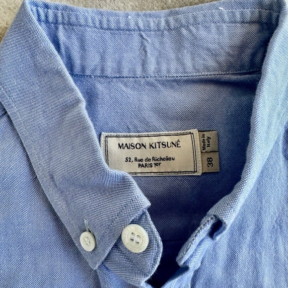Maison Kitsuné Oxford cloth button-down in blue, size S - Picture 2 of 5